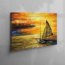 canvas home decor, wall art canvas, large canvas, oil painting print, nature art, abstract cloud canvas art, boat poster