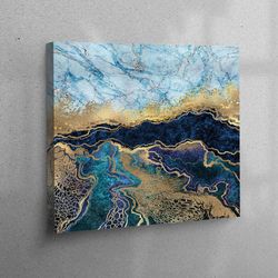 canvas home decor, wall art, 3d canvas, abstract printed, alcohol ink canvas print, blue marble canvas art, abstract mar