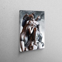 canvas home decor, wall decor, canvas wall art, naked male and female with bird sculpture print, naked couple art, abstr