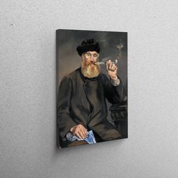canvas print, 3d wall art, wall art canvas, man smoking pipe paintings, man canvas, famous canvas, smoking man printed,