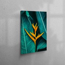 canvas print, large wall art, canvas decor, tropical flower, flower canvas art, green leaves 3d canvas, green and yellow
