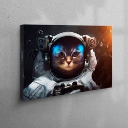 canvas print, wall art canvas, canvas home decor, astronaut cat wall decor, cosmos wall art, childreen room art, cat art