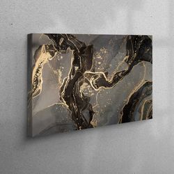 canvas print, wall art canvas, canvas home decor, black gold marble 3d canvas, black marble 3d canvas, modern poster, ma