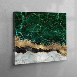 canvas print, wall art, canvas home decor, green wall art, modern 3d canvas, green marble canvas art, gold artwork, cont