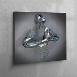 canvas print, wall art, large wall art, 3d metallic canvas, 3d human wall decor, abstract art, modern wall art, 3d artwo