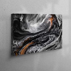 canvas wall art, 3d canvas, living room wall art, black and copper marble, black marble canvas poster, abstract wall art