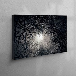canvas wall art, 3d wall art, 3d canvas, moonlight, tree landscape art canvas, forest landscape wall decor, night landsc