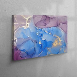 canvas wall art, canvas art, large canvas, purple and blue marble wall art, gold marble canvas art, abstract art, modern