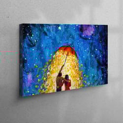 canvas wall art, canvas home decor, large wall art, red umbrella canvas art, couple with red umbrella canvas decor,