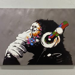 canvas wall art, canvas, large wall art, headphones monkey canvas art, graffiti monkey printed, abstract art canvas, dj