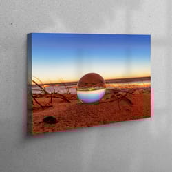 canvas wall art, canvas, living room wall art, sphere reflection canvas poster, seascape printed, reflection poster, sun
