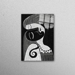 glass wall art, mural art, glass printing, drawing of a woman asleep, woman drawing glass, minimal glass wall art, moder