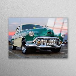 glass wall art, tempered glass, wall decoration, old car tempered glass, garage glass wall, retro car glass decor, car w