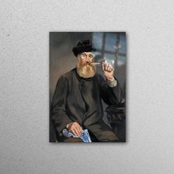 glass wall art, wall art, mural art, man smoking pipe paintings, abstract man glass wall, reproduction glass wall, famou