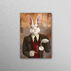 glass wall art, wall decor, wall decoration, mr rabbit, cartoon rabbit glass decor, white rabbit glass decor, abstract w