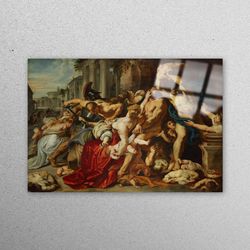 glass wall art, wall decoration, glass, massacre of the innocents, baroque glass wall art, classic wall decoration, oil