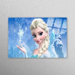 glass wall art, wall decoration, wall decor, elsa, girl room glass wall art, disney princess glass wall, frozen queen gl