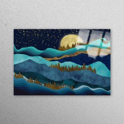 glass wall decor, glass art, glass, gold forest landscape, contemporary glass wall, nature landscape glass wall art,