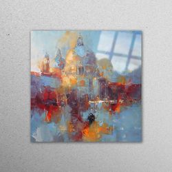 glass wall decor, glass art, mural art, venice landscape printing, landscape wall art, view wall decoration,