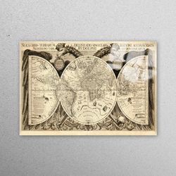 glass wall decor, glass art, wall art, vintage world map wall decor, vintage map glass, classroom wall decor, old map gl