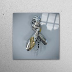 glass wall decor, glass printing, wall art, 3d metallic hand wall art, abstract tempered glass, trendy glass art, modern