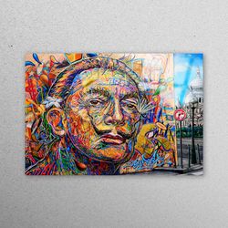 glass wall decor, glass wall art, glass printing, graffiti wall decoration, salvador dali graffiti wall art, salvador da