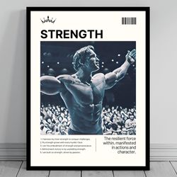 strength daily affirmation arnold motivational canvas mid century modern mental health men manifest strength and money