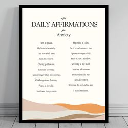 affirmation wall art for anxiety self positive affirmations words of affirmation canvas daily affirmations print mod