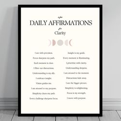 affirmation wall art for clarity self love positive affirmations words of affirmation canvas daily affirmations print