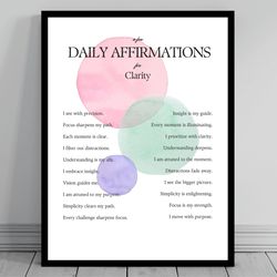 affirmation wall art for clarity self love positive affirmations words of affirmation canvas daily affirmations print