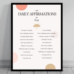 affirmation wall art for fear self love positive affirmations words of affirmation canvas daily affirmations print b