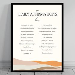 affirmation wall art for fear self love positive affirmations words of affirmation canvas daily affirmations print m