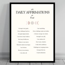 affirmation wall art for fear self love positive affirmations words of affirmation canvas daily affirmations print s