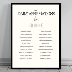 affirmation wall art for joy self love positive affirmations words of affirmation canvas daily affirmations print sp