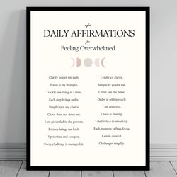 affirmation wall art for overwhelmed self positive affirmations words of affirmation canvas daily affirmations print
