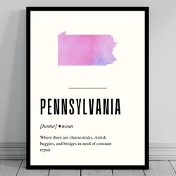 funny pennsylvania definition print pennsylvania canvas minimalist state map watercolor silhouette modern travel wo