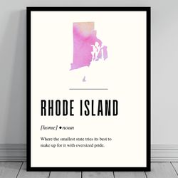 funny rhode island definition print rhode island canvas minimalist state map watercolor silhouette modern travel wo