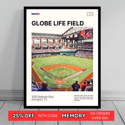 globe life field print texas rangers canvas ballpark art mlb stadium canvas oil painting modern art travel print