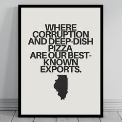 hilarious illinois meme print illinois canvas minimalist state slogan illinois silhouette modern travel keep calm s