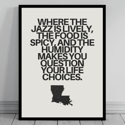 hilarious louisiana meme print louisiana canvas minimalist state slogan louisiana silhouette modern travel keep cal