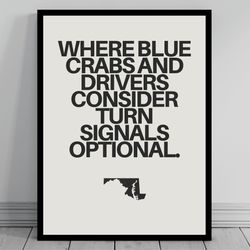 hilarious maryland meme print maryland canvas minimalist state slogan maryland silhouette modern travel keep calm s