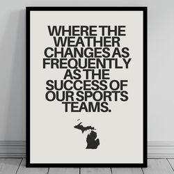 hilarious michigan meme print michigan canvas minimalist state slogan michigan silhouette modern travel keep calm s