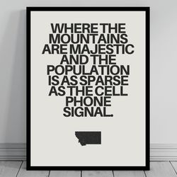 hilarious montana meme print montana canvas minimalist state slogan montana silhouette modern travel keep calm stat