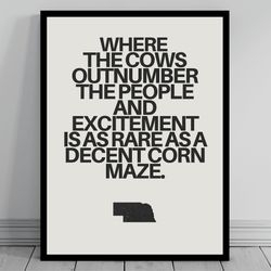 hilarious nebraska meme print nebraska canvas minimalist state slogan nebraska silhouette modern travel keep calm s