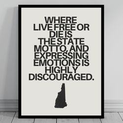 hilarious new hampshire meme print new hampshire canvas minimalist state slogan new hampshire silhouette modern trav