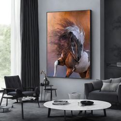 abstract horses painting on canvas, large original horse canvas wall art, horse poster, wall art canvas design, framed c