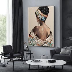 back view of woman in white dress, mysterious back woman, minimalist print on canvas, wall art canvas design, framed can