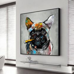bulldog art, bulldog canvas, english bulldog painting, bulldog poster, animal poster, wall art canvas design, framed can