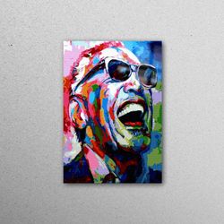 glass, tempered glass, wall decor, musicians glass decor, man portrait glass, singer glass decor, ray charles glass, fam