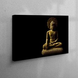 golden buddha wall decor, asian wall art, buddhist decor, modern canvas art, framed canvas, buddha canvas art, gift for